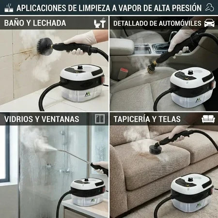 Limpiador a Vapor 2500W Portátil | Vaporeta Multiusos con 9 Accesorios