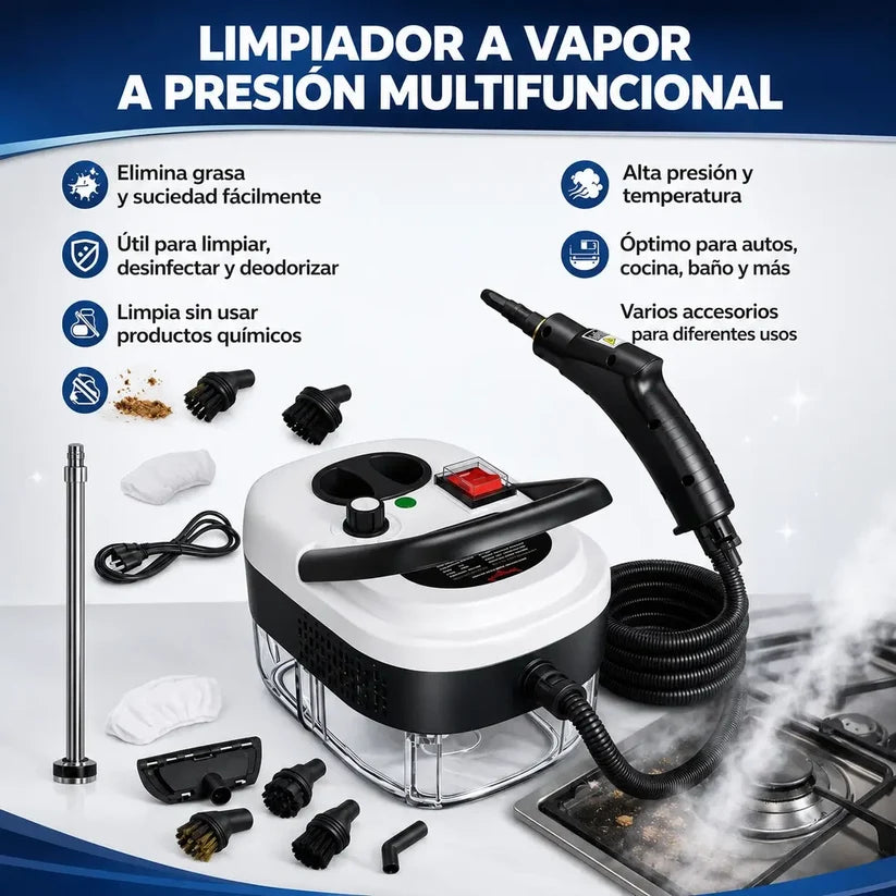 Limpiador a Vapor 2500W Portátil | Vaporeta Multiusos con 9 Accesorios
