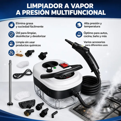 Limpiador a Vapor 2500W Portátil | Vaporeta Multiusos con 9 Accesorios
