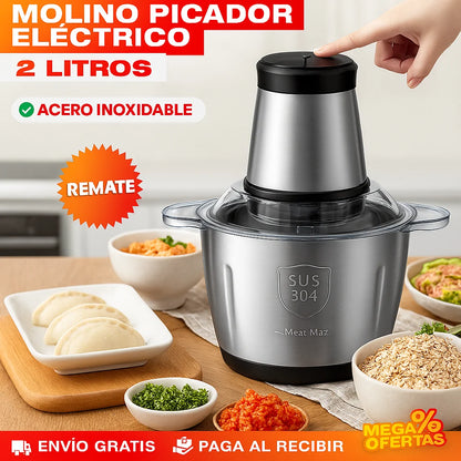 Molino Picador Eléctrico Acero Inoxidable 2 Litros - PROMO