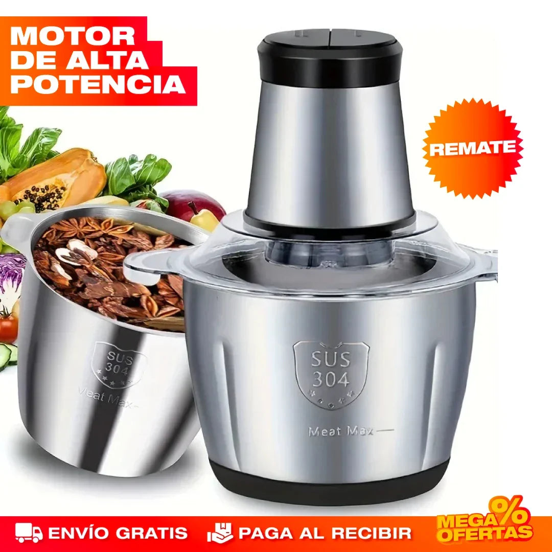 Molino Picador Eléctrico Acero Inoxidable 2 Litros - PROMO