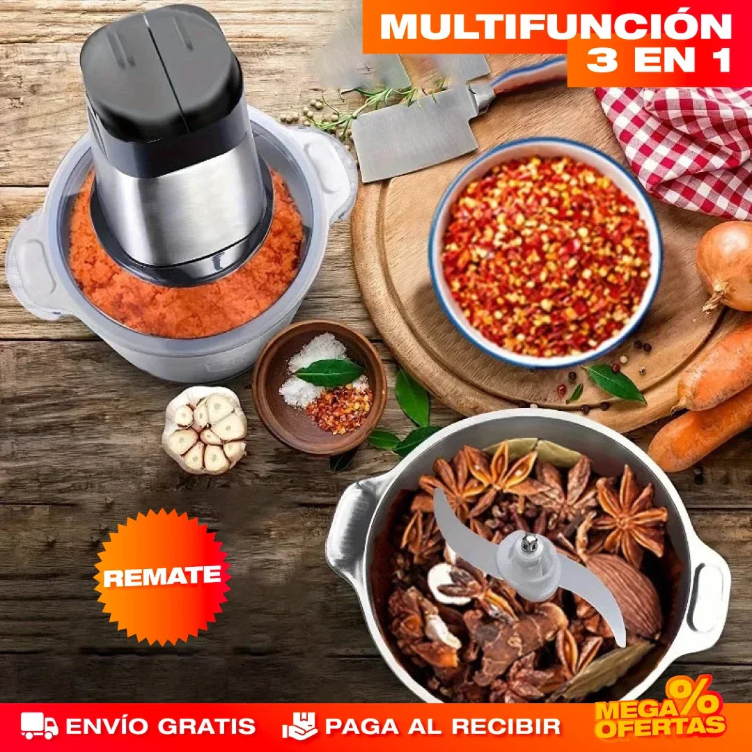 Molino Picador Eléctrico Acero Inoxidable 2 Litros - PROMO