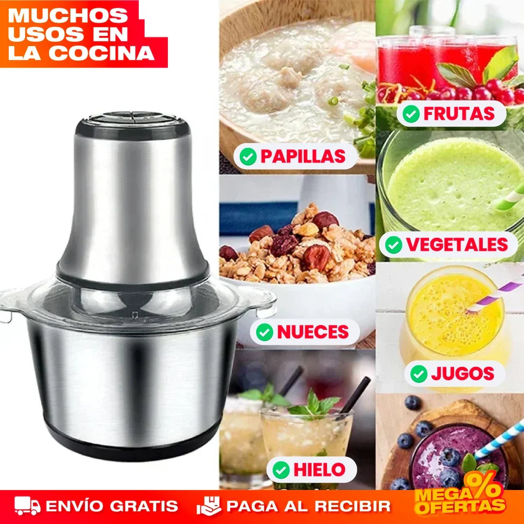 Molino Picador Eléctrico Acero Inoxidable 2 Litros - PROMO